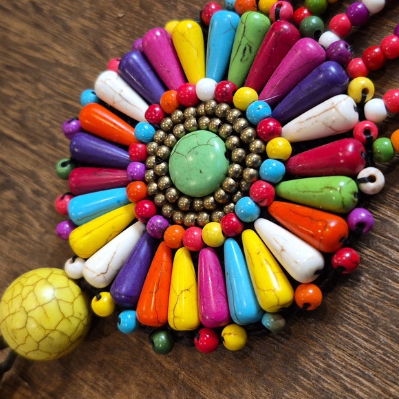 Colorful Bohemian Beaded Fringe Keychain Bag Charm Antique Bronze Hardware - Picture 5 of 8